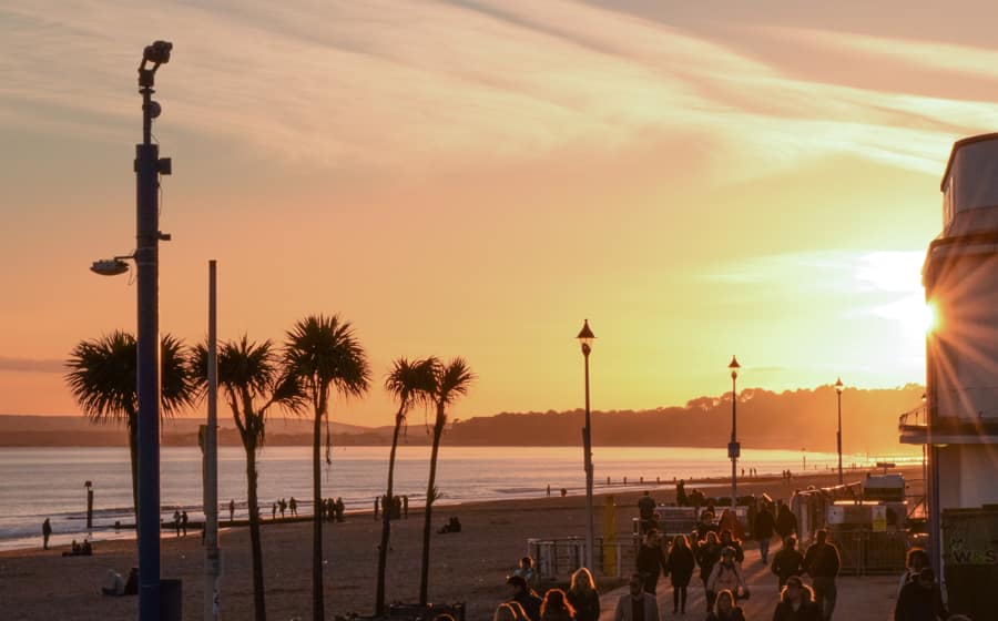 photo of bournemouth seafront at sunset