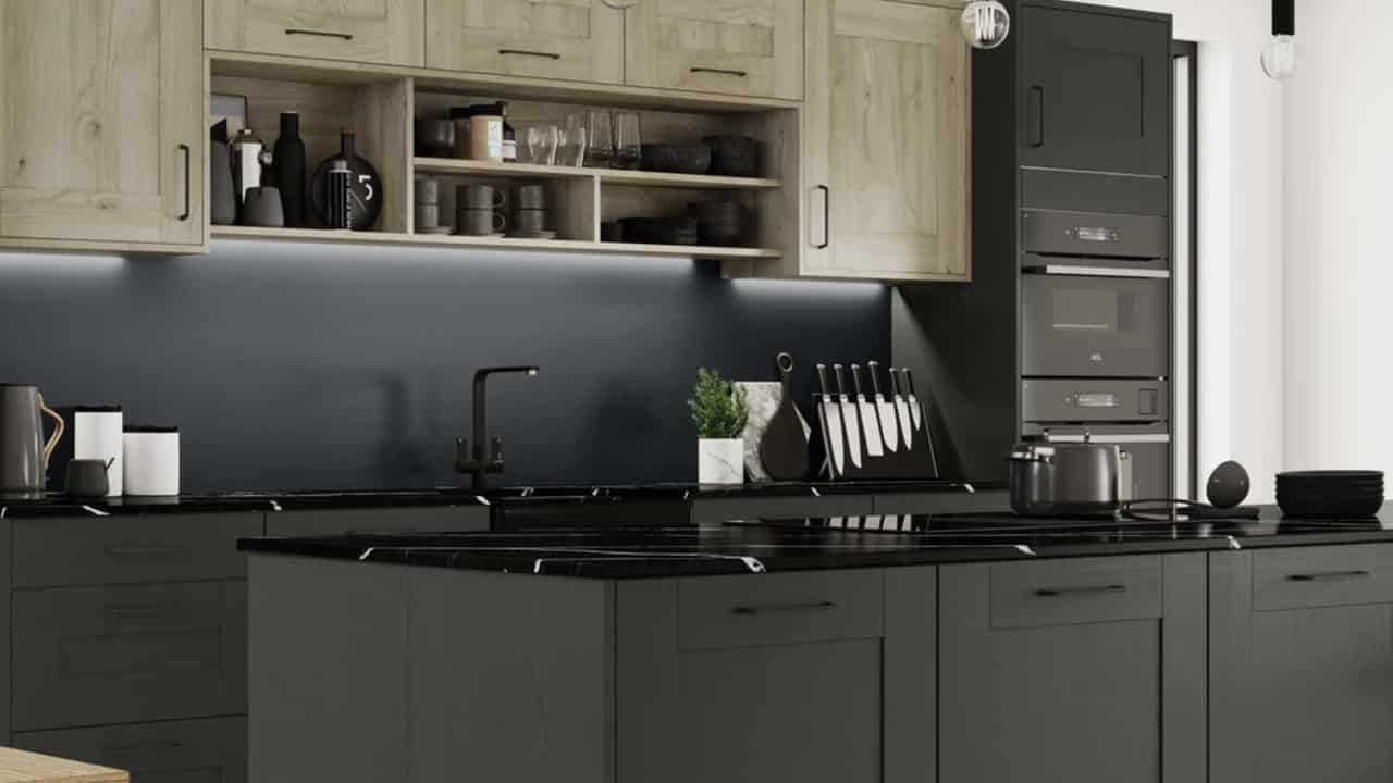 The Tiverton range in Anthracite, designed and installed by Wickes. 