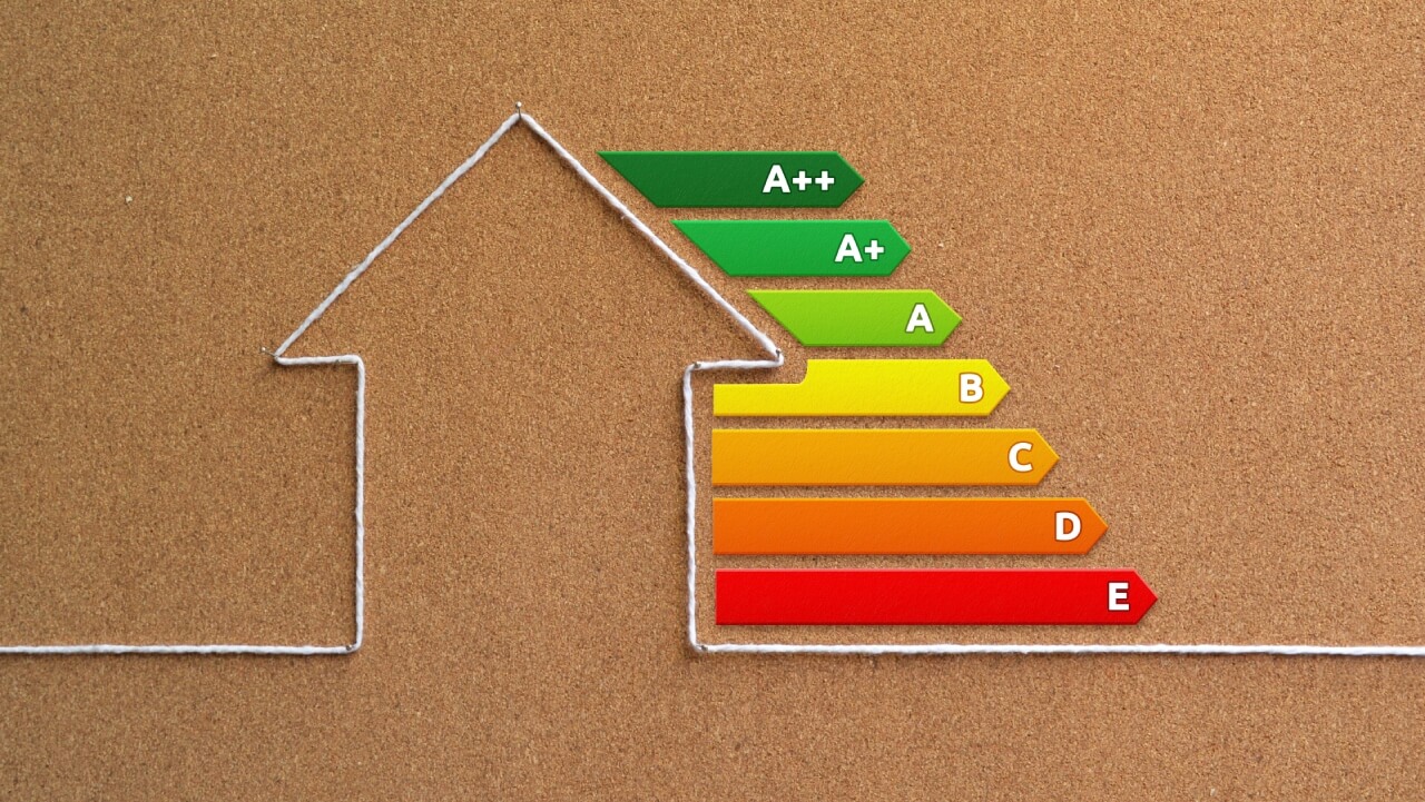 A diagram explaining the energy efficiency ratings of double glazing windows