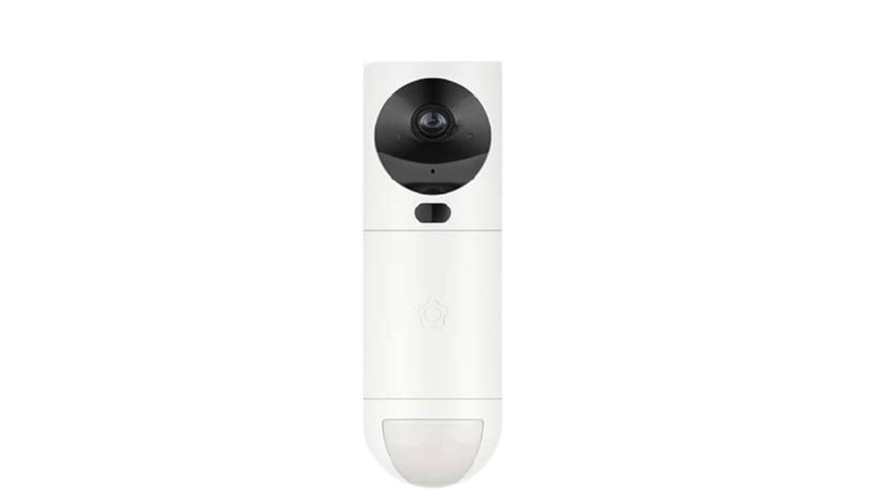 white verisure security camera on white background