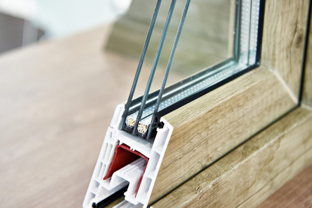 Triple glazed window cross section 